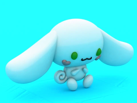 Chibi Big-Eared White Bunny Puppy - Multi-Color 3D Print Model 3D Print Model