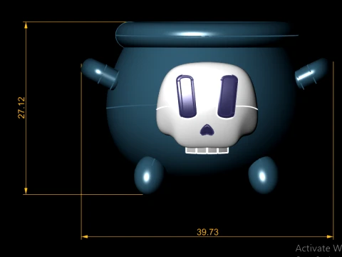 Cute Witch Cauldrons with Skull - 3D Printable Halloween Planter Set 3D Print Model