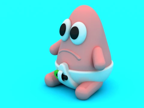 Cute Baby Starfish in Diaper Pair - 3D Printable Figure Set 3D Print Model