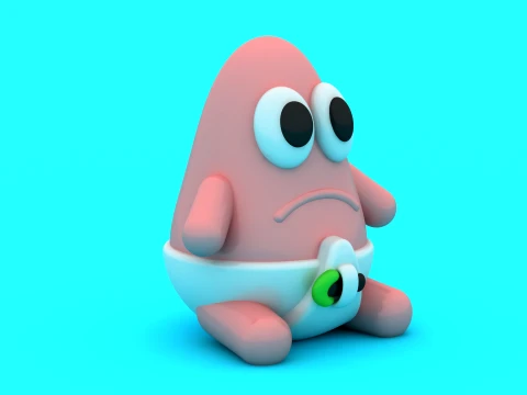 Cute Baby Starfish in Diaper Pair - 3D Printable Figure Set 3D Print Model