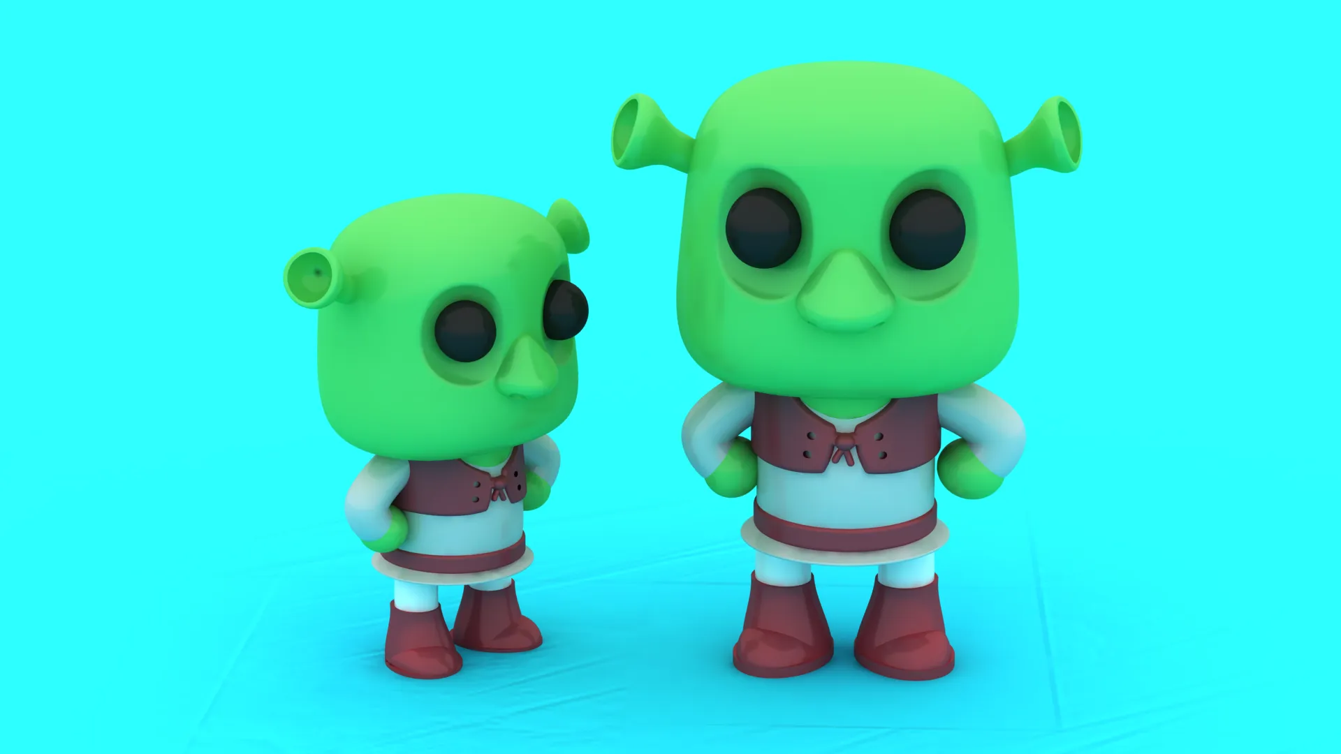 Stylized Shrek-Inspired Ogre Duo - Multi-Color 3D Print Model 3D Print Model .c4d .max .obj .3ds .fbx .stl .blend