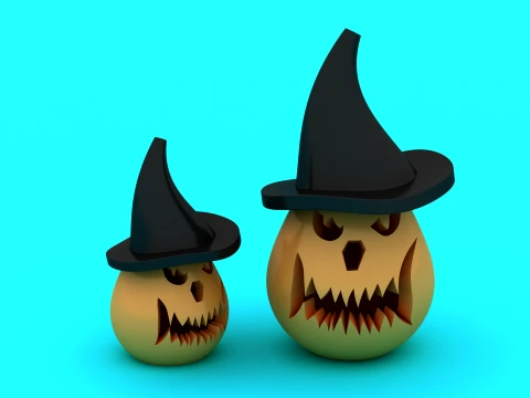 Spooky Witch Pumpkin - Jack-o-Lantern - 3D Printable Halloween Figure 3D Print Model