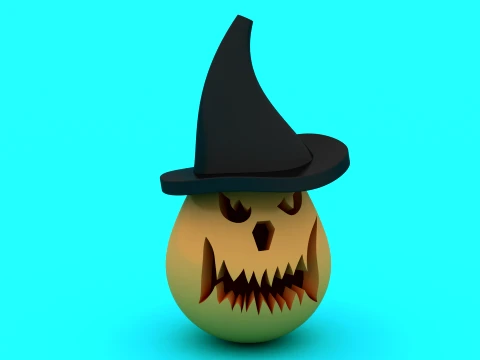 Spooky Witch Pumpkin - Jack-o-Lantern - 3D Printable Halloween Figure 3D Print Model