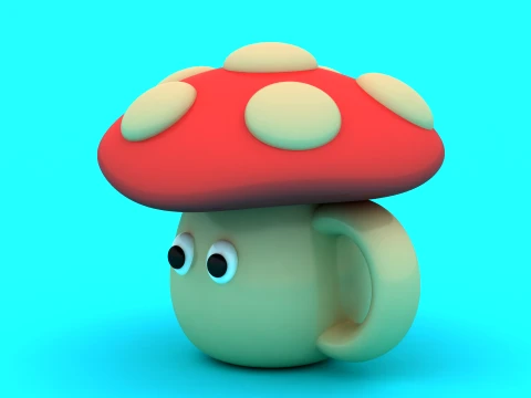 Cute Mushroom Mug Pair - 3D Printable Planter - Container Set 3D Print Model