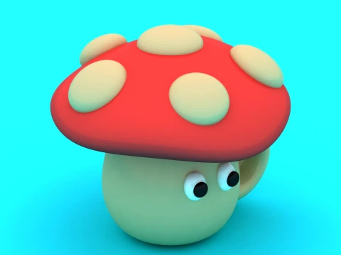 Cute Mushroom Mug Pair - 3D Printable Planter - Container Set 3D Print Model