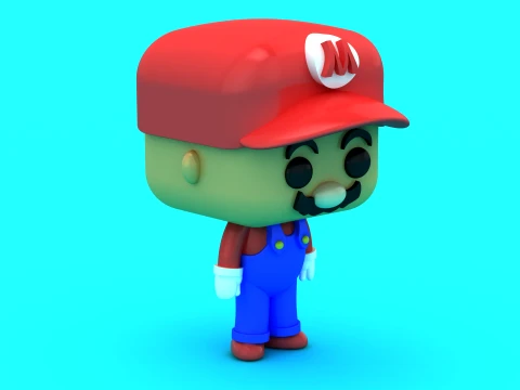 Chibi Plumber Hero - Mario-Inspired Figure - 3D Printable Model 3D Print Model