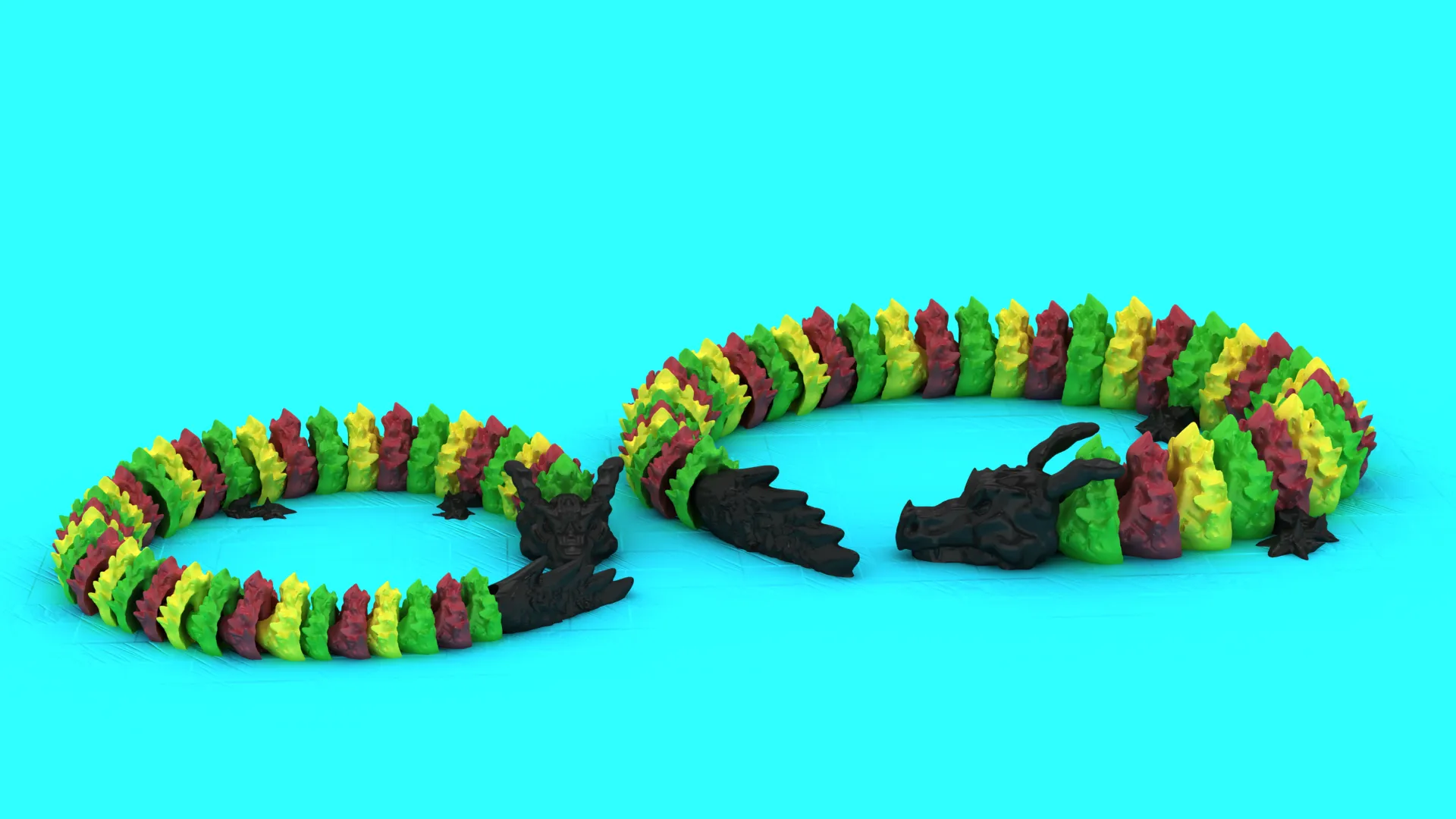 Articulated Serpent Dragon - Print-in-Place Flexi Toy 3D Print Model .c4d .max .obj .3ds .fbx .stl .blend