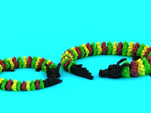Articulated Serpent Dragon - Print-in-Place Flexi Toy 3D Print Model