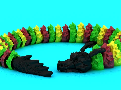 Articulated Serpent Dragon - Print-in-Place Flexi Toy 3D Print Model