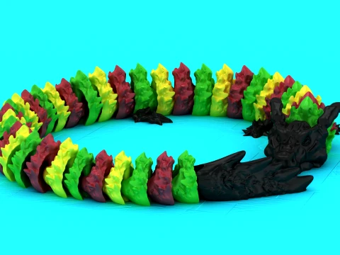 Articulated Serpent Dragon - Print-in-Place Flexi Toy 3D Print Model