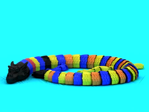 Articulated Rainbow Serpent Dragon - Print-in-Place Flexi Toy 3D Print Model