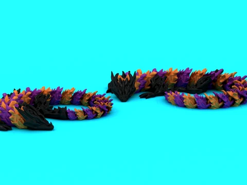 Articulated Halloween Crystal Dragon Pair - Print-in-Place Flexi Set 3D Print Model
