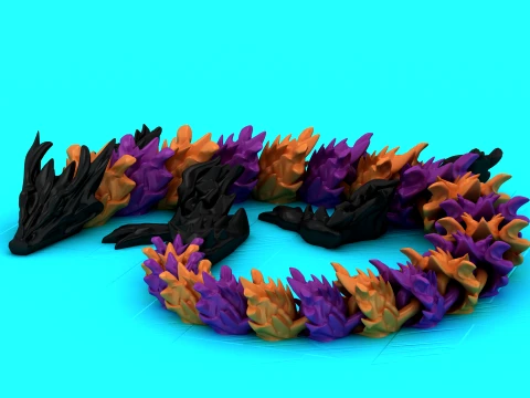 Articulated Halloween Crystal Dragon Pair - Print-in-Place Flexi Set 3D Print Model