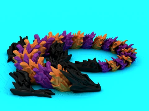 Articulated Halloween Crystal Dragon Pair - Print-in-Place Flexi Set 3D Print Model