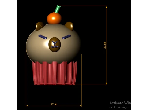 Cute Capybara Cupcake Pair - 3D Printable Kawaii Figure Set 3D Print Model