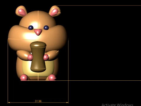 Cute Hamster Trio with Bamboo Treats - 3D Printable Chibi Figure Set 3D Print Model
