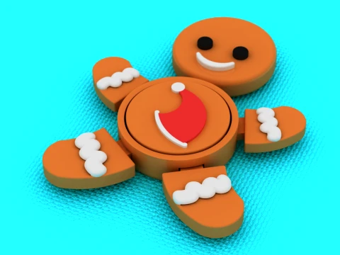 Articulated Gingerbread Man Fidget Toy Pair - Print-in-Place Holiday Flexi Set 3D Print Model