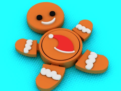 Articulated Gingerbread Man Fidget Toy Pair - Print-in-Place Holiday Flexi Set 3D Print Model
