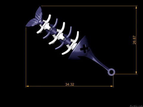 Articulated Fish Skeleton Keychain - Print-in-Place Flexi Toy 3D Print Model