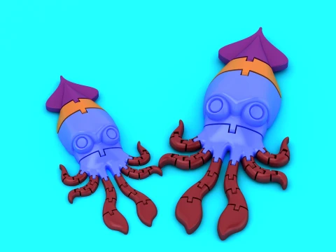 Articulated Giant Squid - Print-in-Place Flexi Sea Creature Toy 3D Print Model