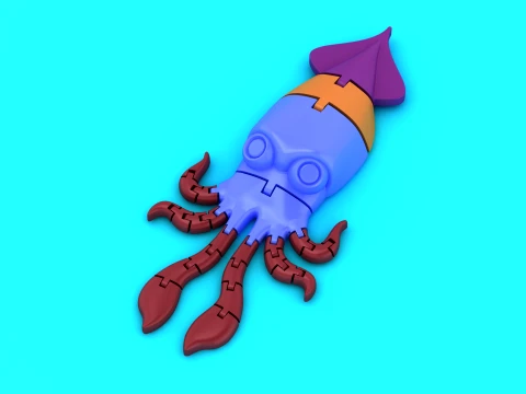 Articulated Giant Squid - Print-in-Place Flexi Sea Creature Toy 3D Print Model