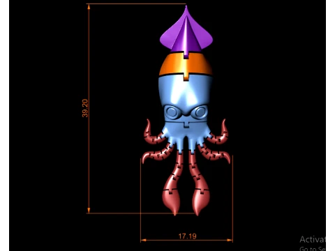 Articulated Giant Squid - Print-in-Place Flexi Sea Creature Toy 3D Print Model