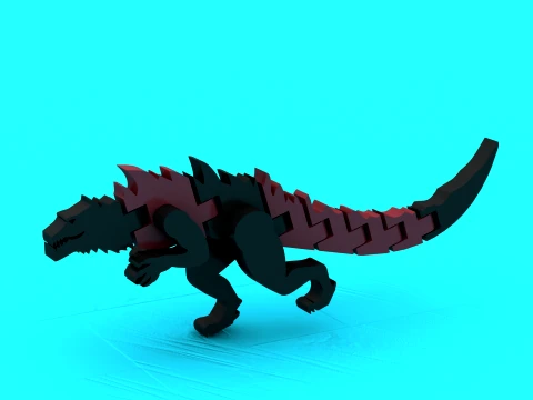 Stylized Multi-Color Flexi Kaiju Lizard - 3D Printable Fidget Model 3D Print Model