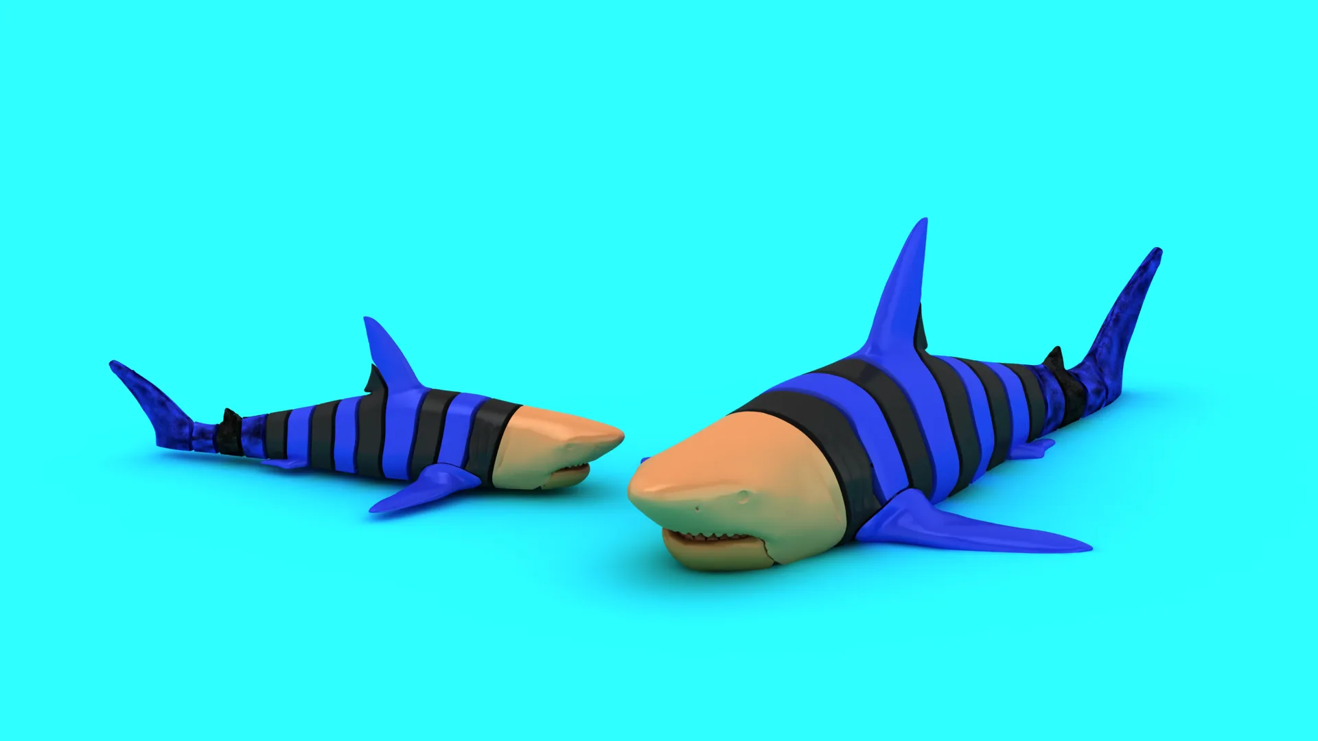 Articulated Tiger Shark - Print-in-Place Flexi Ocean Toy 3D Print Model .c4d .max .obj .3ds .fbx .stl .blend 