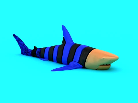 Articulated Tiger Shark - Print-in-Place Flexi Ocean Toy 3D Print Model