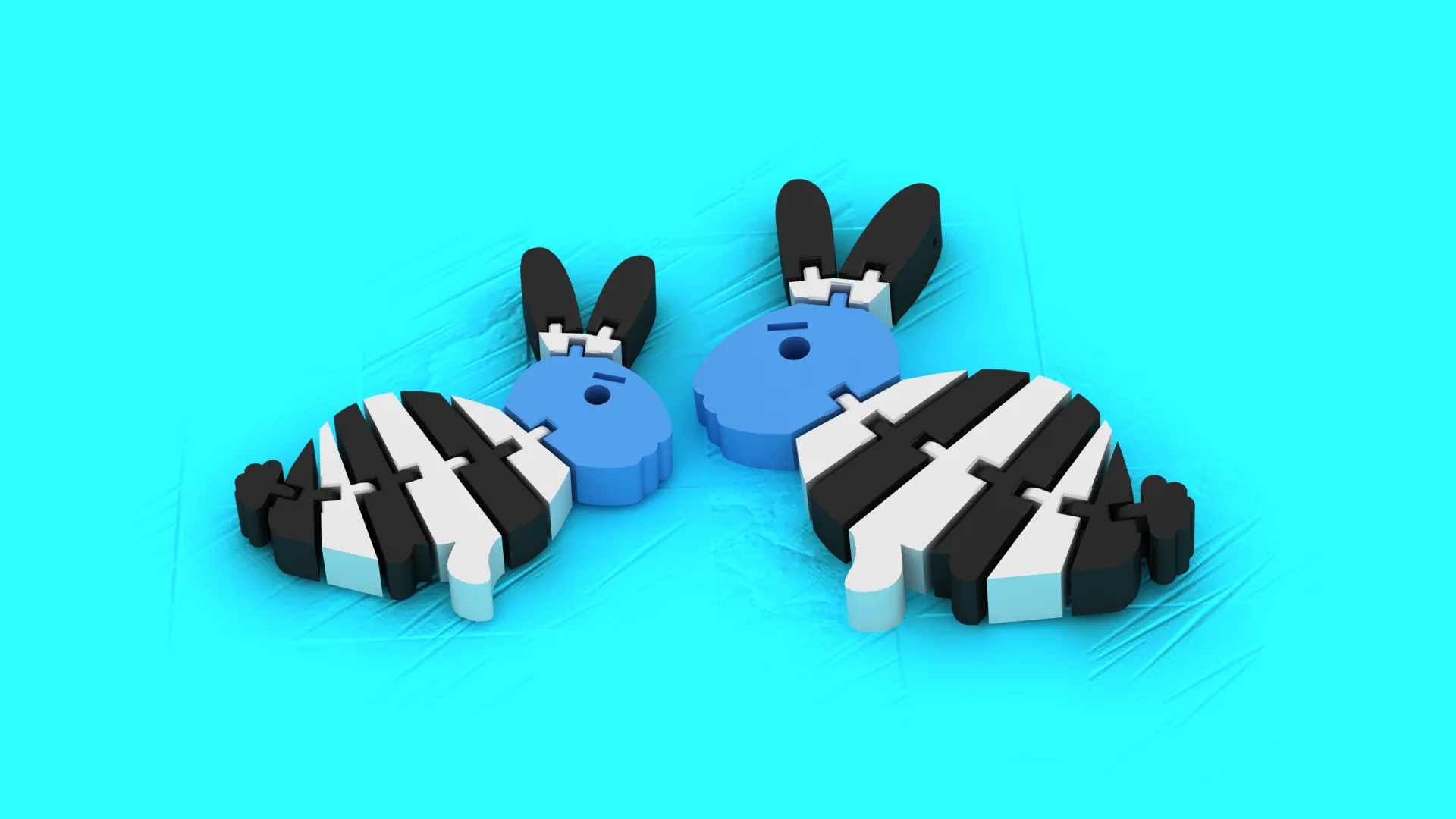 Articulated Flexi Bunny - Print-in-Place Rabbit Toy 3D Print Model .c4d .max .obj .3ds .fbx .stl .blend