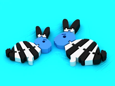 Articulated Flexi Bunny - Print-in-Place Rabbit Toy Modèles 3D en vedette
