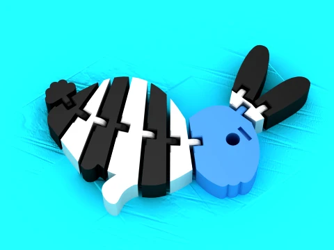 Articulated Flexi Bunny - Print-in-Place Rabbit Toy 3D Print Model