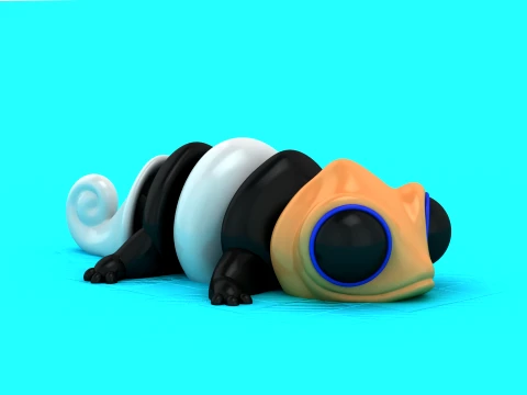 Articulated Flexi Chameleon - Print-in-Place Lizard Toy 3D Print Model