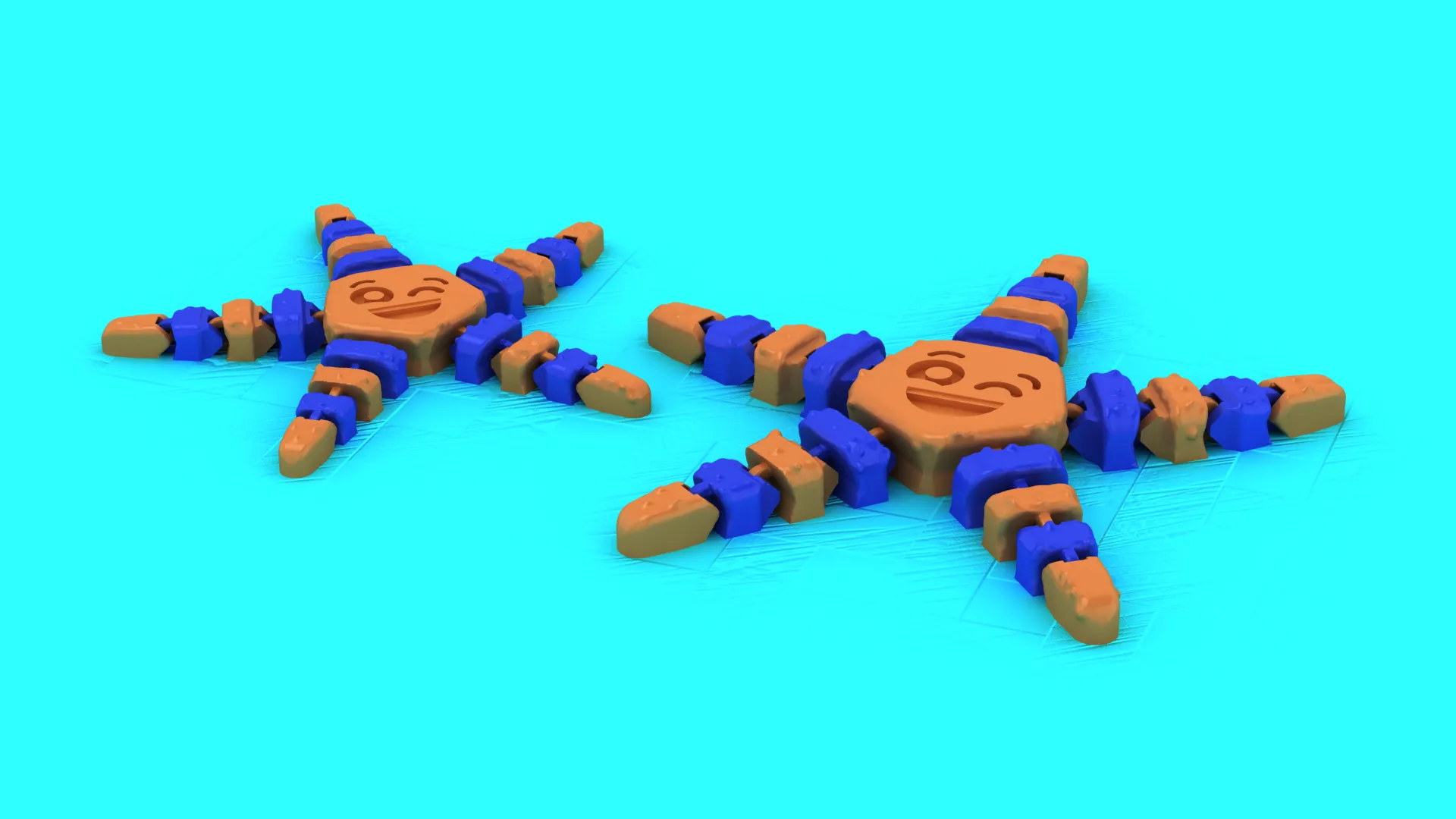 Articulated Flexi Cute Starfish - Print-in-Place Toy 3D Print Model .c4d .max .obj .3ds .fbx .stl .blend 