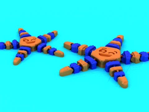 Articulated Flexi Cute Starfish - Print-in-Place Toy 3D Print Model