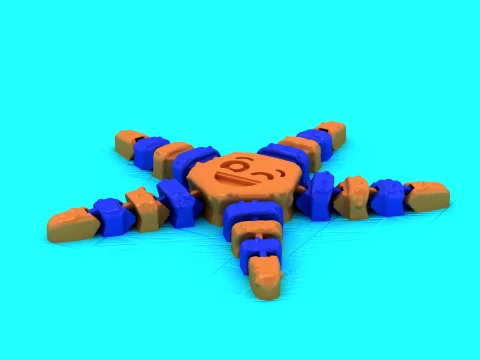 Articulated Flexi Cute Starfish - Print-in-Place Toy 3D Print Model