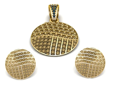 Filigree Circle Jewelry Set 3D 模型