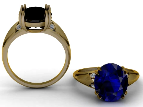 Blue Sapphire Solitaire Ring 3D 模型