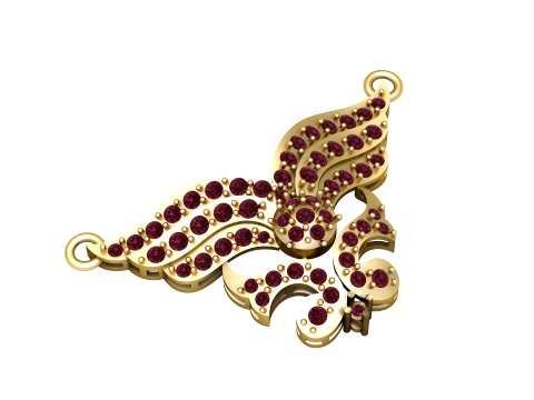 Ruby Peacock Statement Pendant 3D 模型
