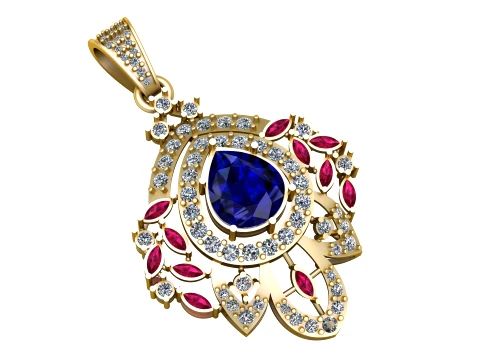 Royal Sapphire Ruby Pendant 3D 模型