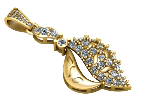 Crescent Moon Diamond Pendant 3D Model