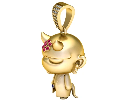 Horned Character Gemstone Pendant 3D Model