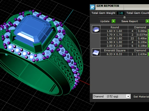 Ruby and Diamond Gold Statement Ring 3D Model