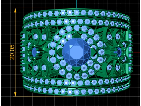 Ruby Diamond Royal Gold Ring 3D Model