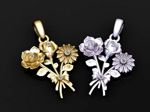Floral Bouquet Pendant 3D Model