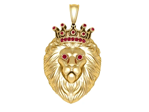 Crowned Lion Ruby Gold Pendant 3Dモデル
