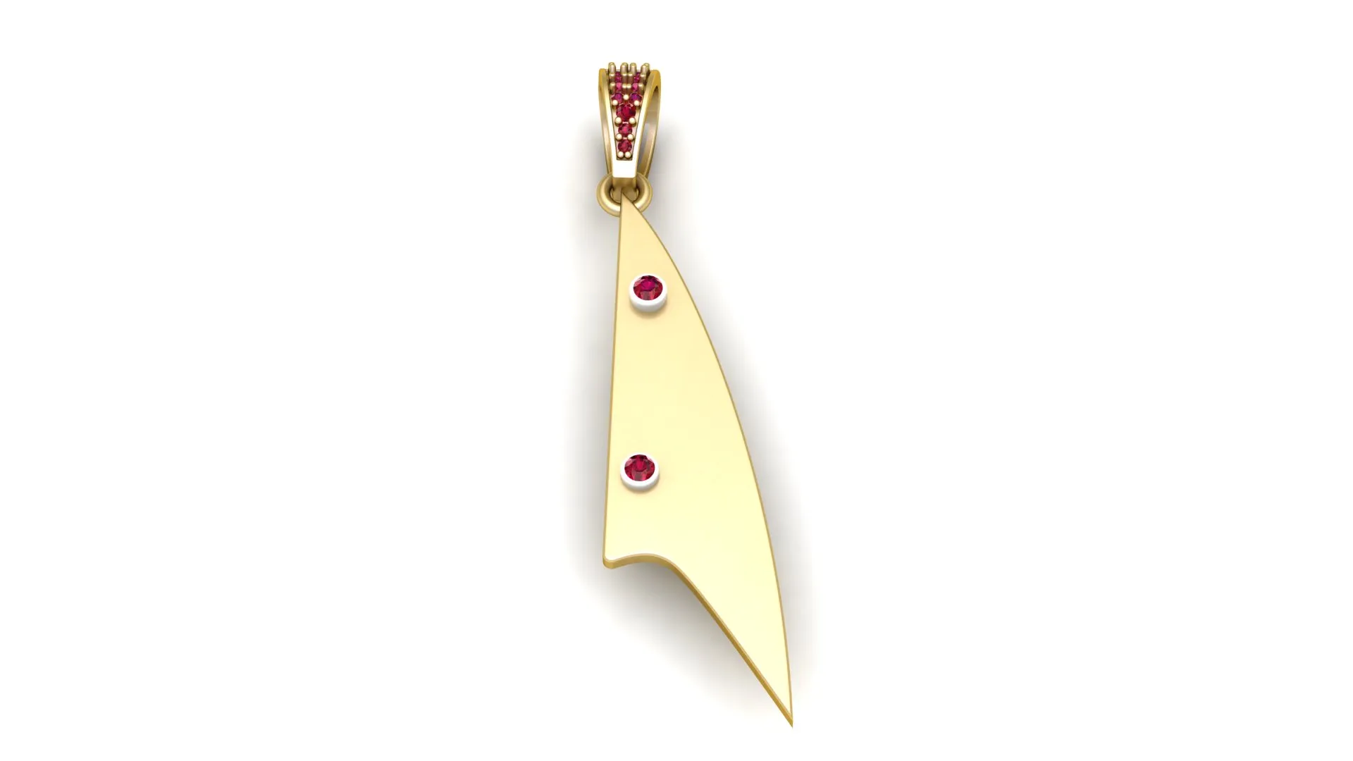 Ruby Arrowhead Gold Pendant 3D Model .c4d .max .obj .3ds .fbx .stl .blend 