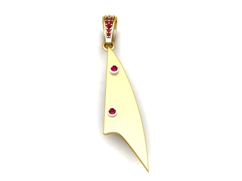 Ruby Arrowhead Gold Pendant 3D Model