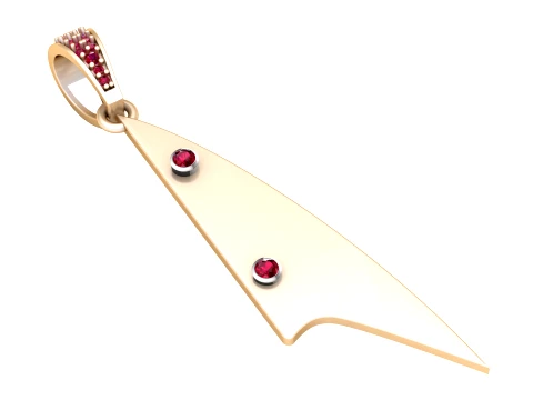 Ruby Arrowhead Gold Pendant 3D Model