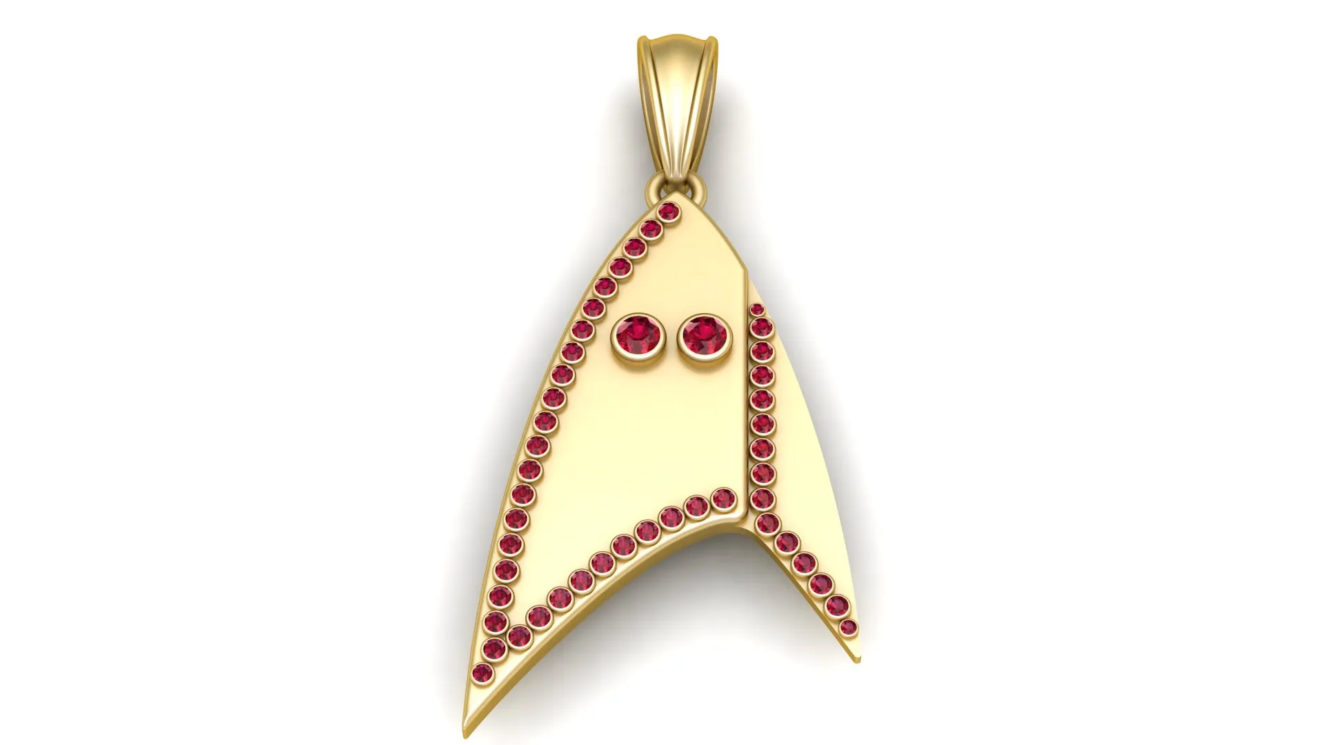 Ruby Stingray Gold Pendant 3D Model .c4d .max .obj .3ds .fbx .stl .blend 